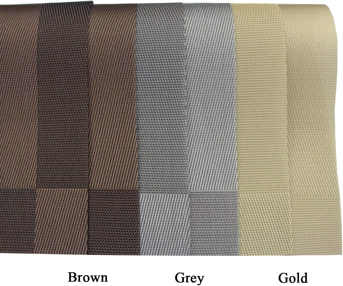 PIGCHCY Place Mats Heat-Resistant Non Slip Placemats Easy Wipe Clean Table Mats Woven Vinyl Placemats for Dining Table(Set of 6, Brown)
