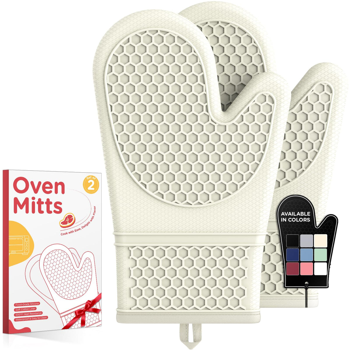 Kitsure Silicone Oven Mitts, Kitchen Gadgets, Apartment Essentials, Black
