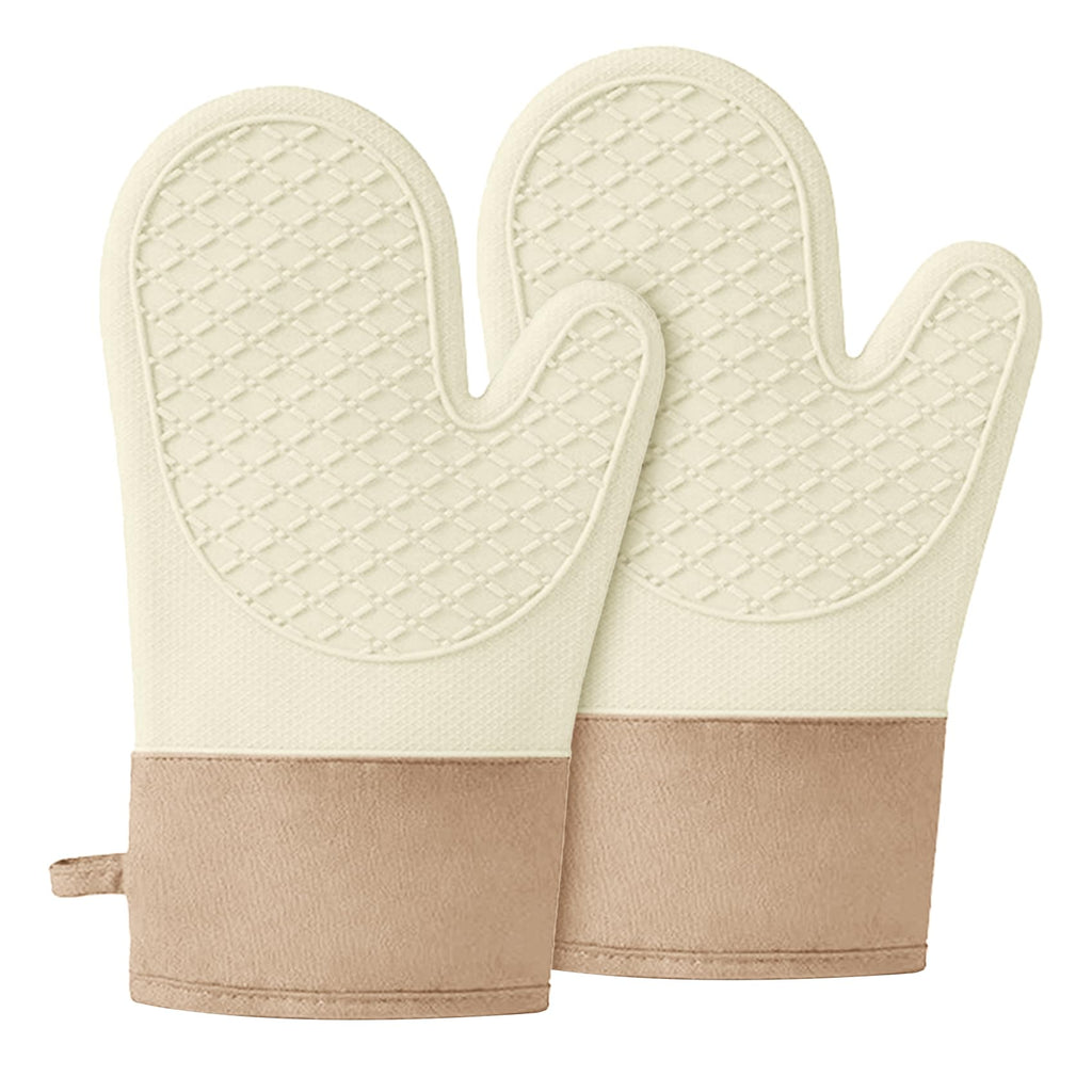 Silicone Oven Mitts，Heat Resistant up to 500°F, Oven Gloves with Soft Lining, Non-Slip Kitchen Essentials, Kitchen Gadgets, Apartment Essentials, Great Gift for Cooking (green-1pair)