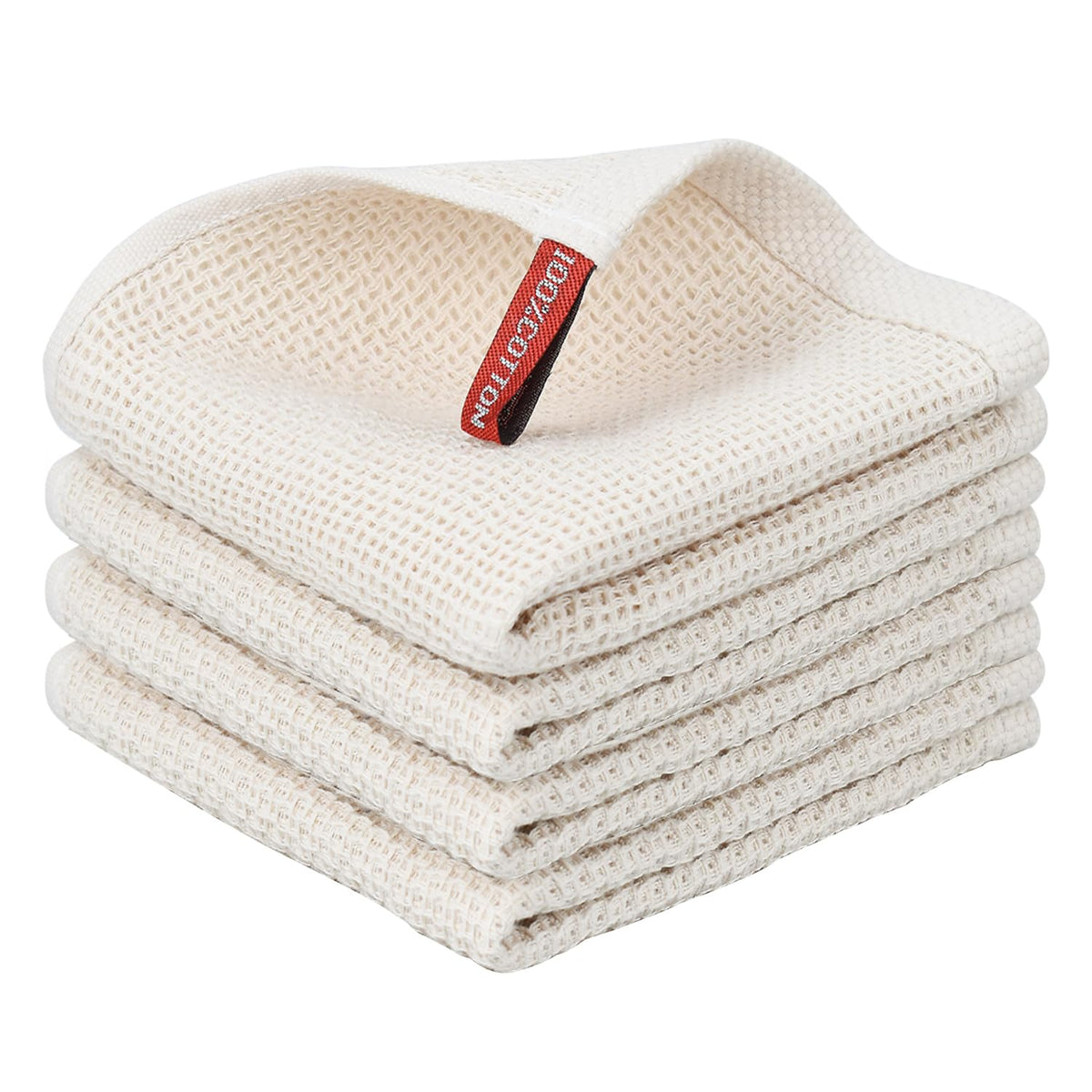 Nialnant 6 Pack Kitchen Towels and Dishcloths Sets,100% Cotton Soft Absorbent Quick Drying Dish Towels for Kitchen,Washing Dishes,12x12 Inches, Multi Color