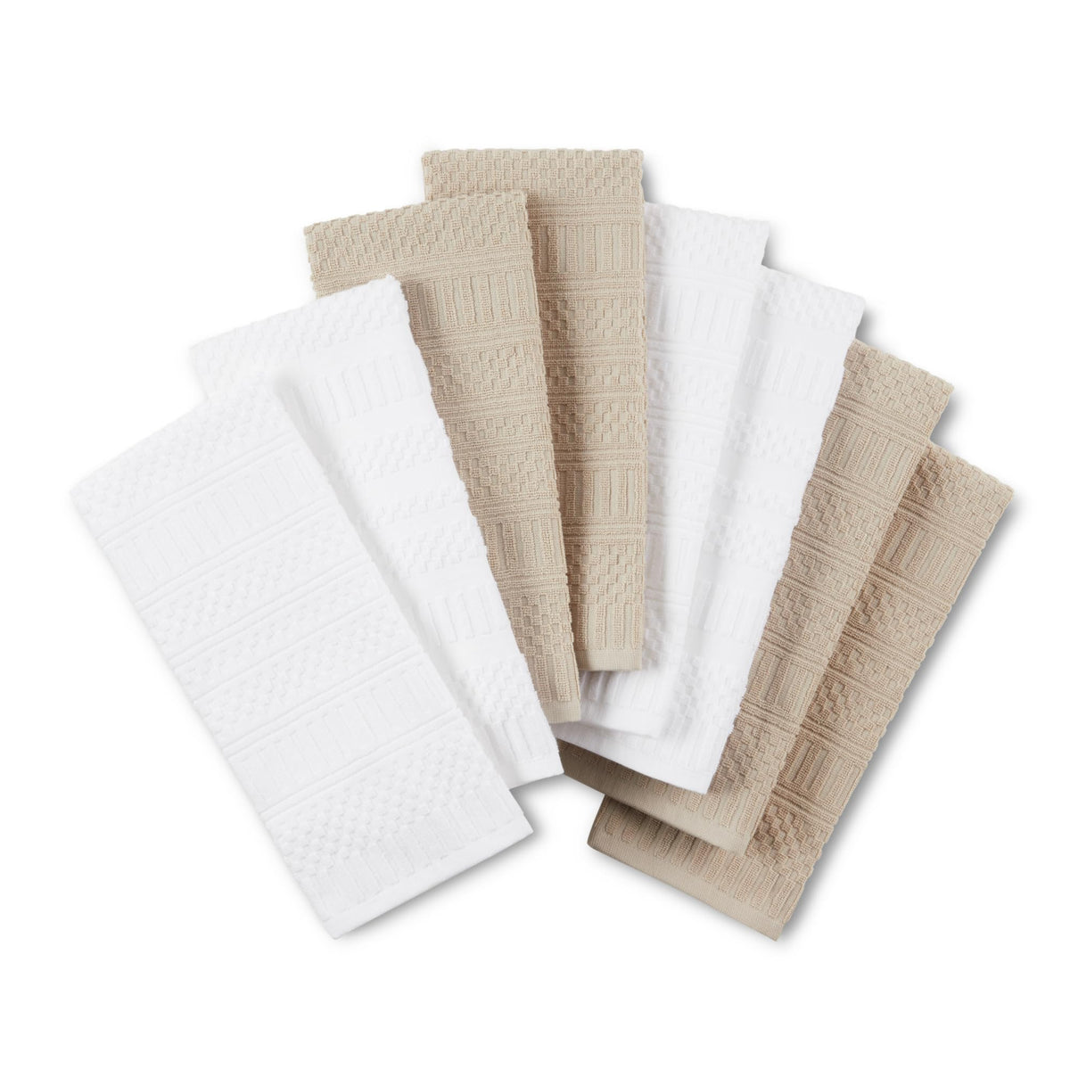 KitchenAid Cotton Classics Textured Solid Kitchen Towels 8-Pack, Absorbent 100% Cotton, Passion Red/White, 17”x28”
