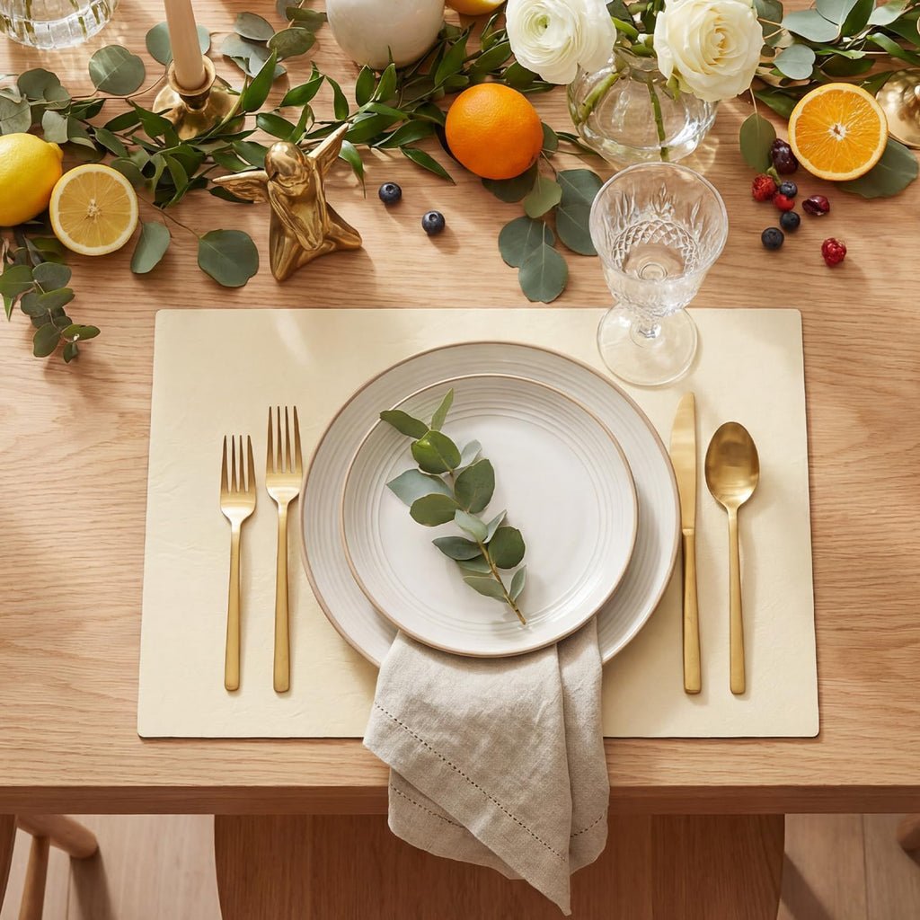 Artoid Mode Olive Green Faux Leather Placemats Set of 4