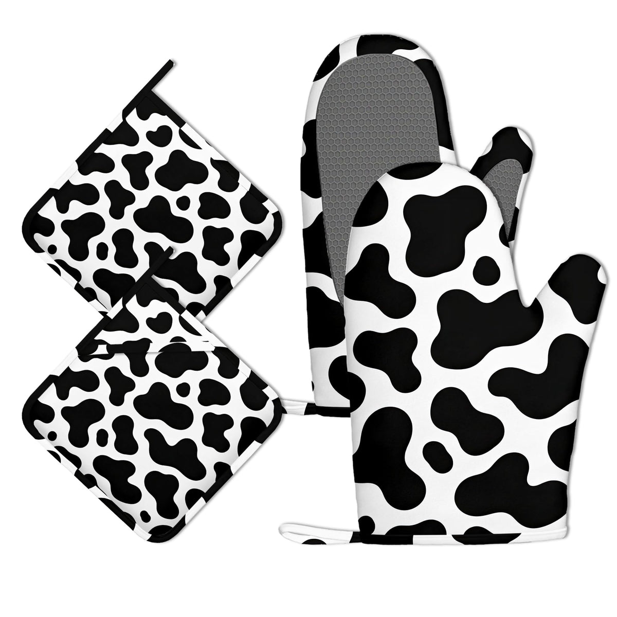 Funny Baker Black Cat Oven Mitts and Pot Holders Sets of 4 PCS, I’M Baked Too Oven Gloves Potholder for Kitchen Cooking Baking BBQ Heat Resistant
