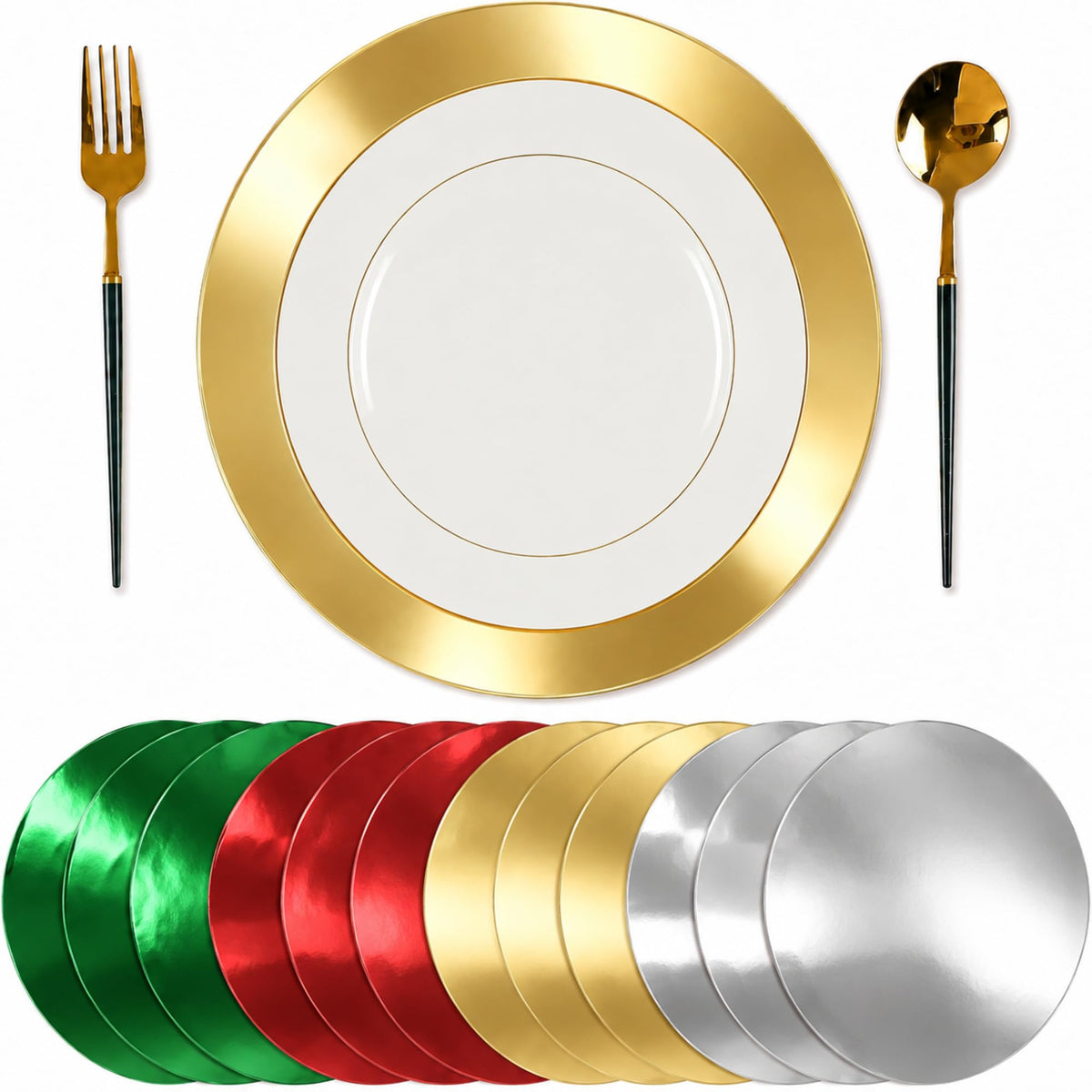 Tioncy 50 Pcs Gold Round Paper Placemats Disposable Table Mats