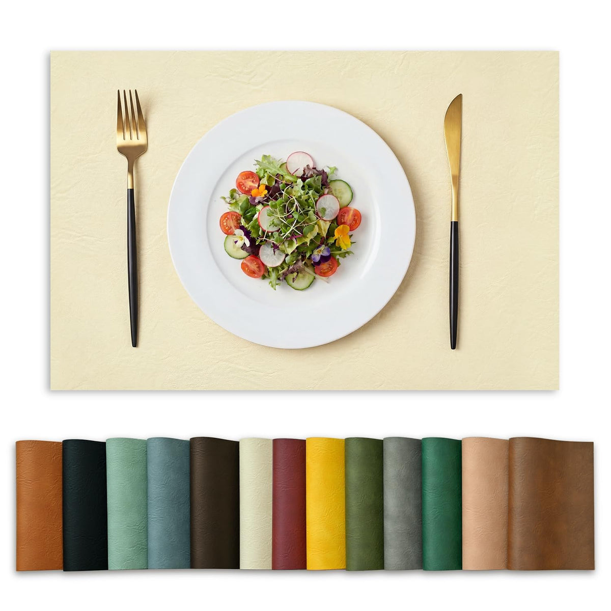 Artoid Mode Olive Green Faux Leather Placemats Set of 4