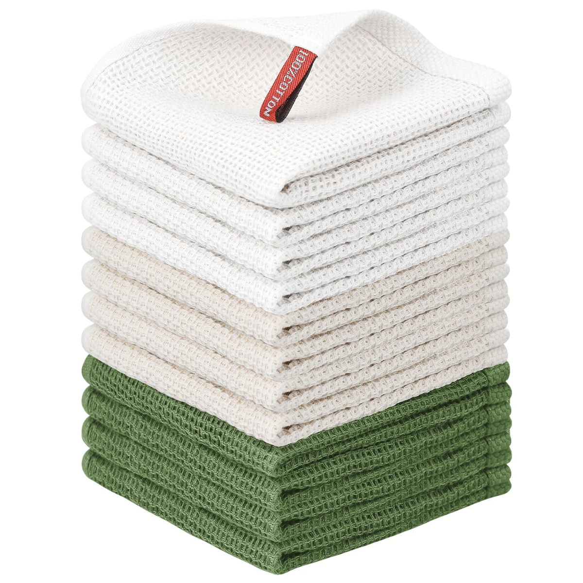 Nialnant 6 Pack Kitchen Towels and Dishcloths Sets,100% Cotton Soft Absorbent Quick Drying Dish Towels for Kitchen,Washing Dishes,12x12 Inches, Multi Color