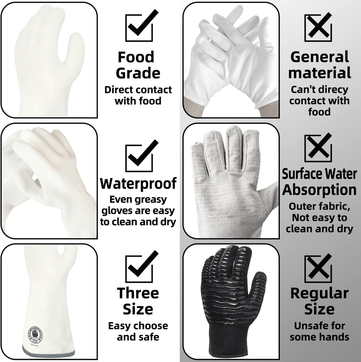 Silicone Oven Gloves, Heat Resistant Kitchen Oven Mitts, 1 Pair(8)
