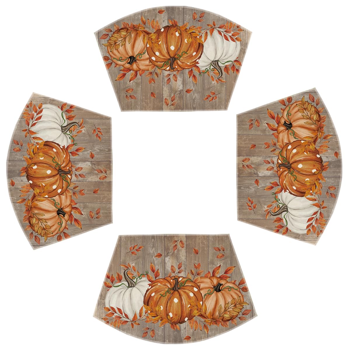 Artoid Mode Pumpkins Eucalyptus Leaves Fall Placemats Set of 4, 12x18 Inch Autumn Thanksgiving Harvest Vintage Table Mat for Party Dining Decoration