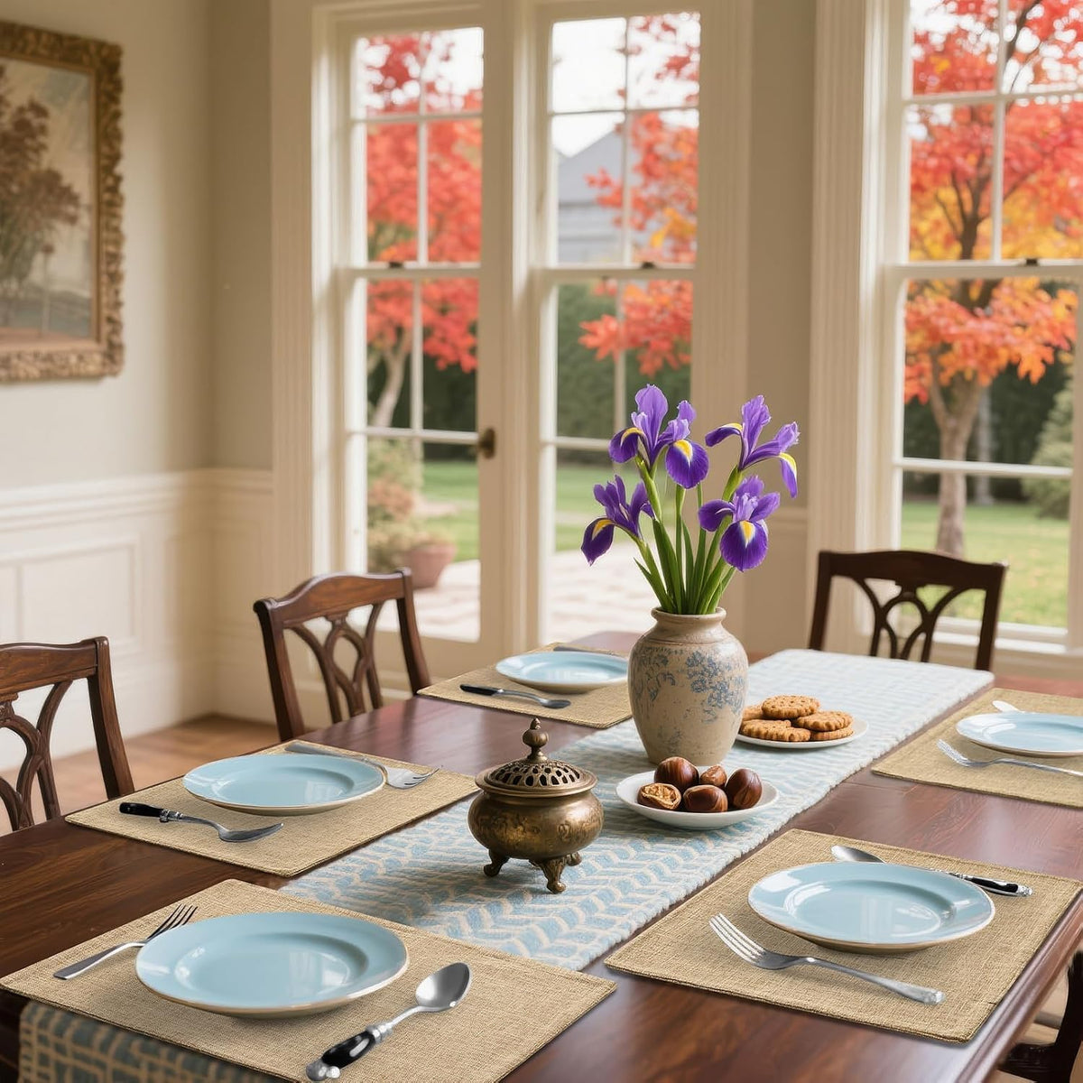 Homaxy Cloths Placemats for Dining Table Set of 6, 13" x 19", Flaxen