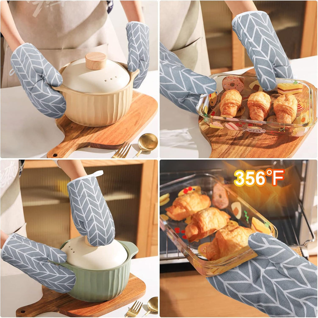 AUAUY Oven Mitts and Pot Holders 6PCS Set, 392°F Heat Resistant BBQ Gloves