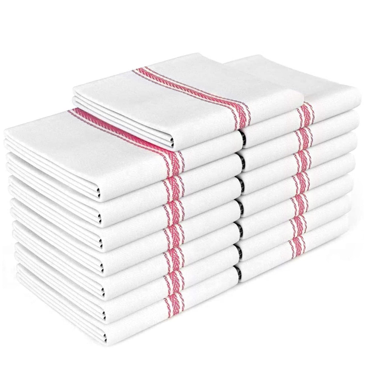 Zeppoli Classic Kitchen Towels - 15 Pack 100% Natural Cotton Towel Set, Reusable Wash Cloths, Absorbent Dish Towels, Machine Washable Hand Towels, Kitchen Essentials - 14” by 25” - Black