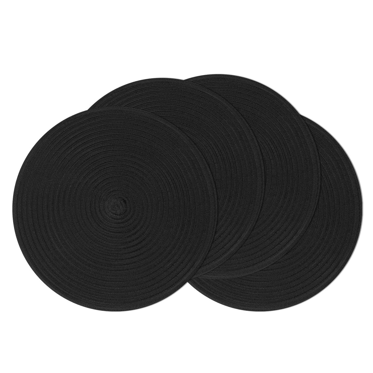 SHACOS Round Braided Placemats Set of 4 Washable Place Mats for Dining Tables 15 inch Non Slip Kitchen Table Mats (Beige, 4)