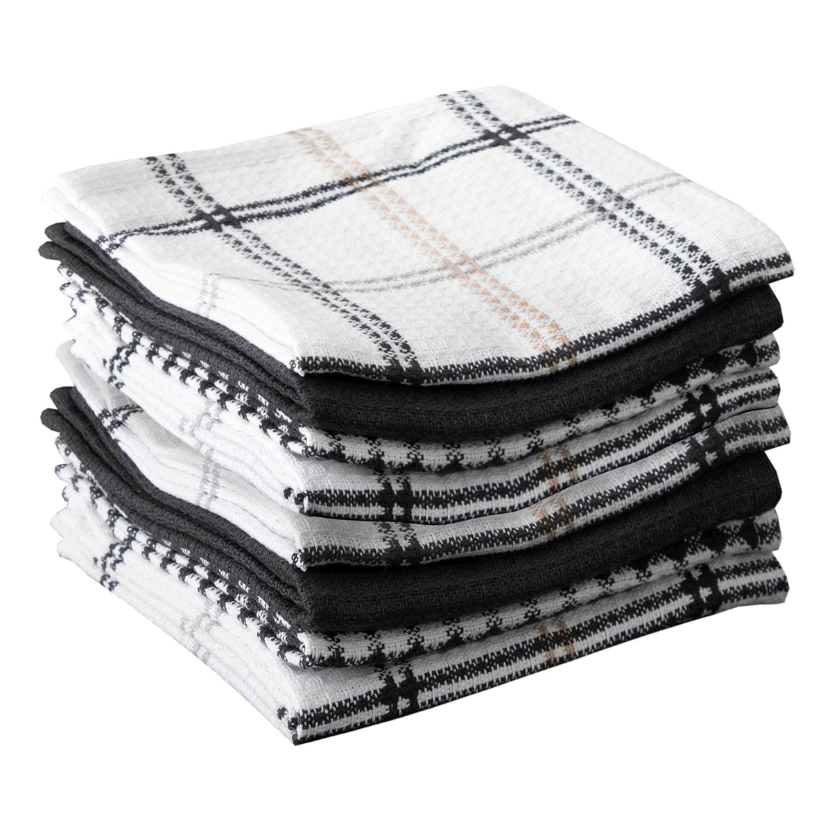 T-Fal Premium Waffle Dish Cloths: Highly Absorbent, Super Soft Long Lasting - 100% Cotton, 12"x13" Towel for Cleaning & Drying, (4-Pack), Sand