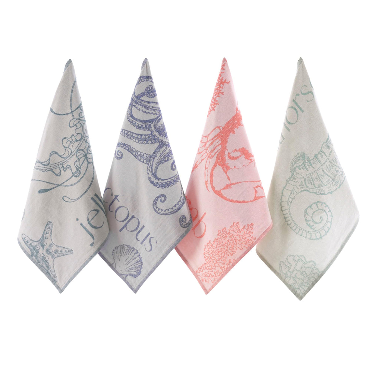 sea me at home 100% Cotton French Jacquard Kitchen Tea Towel Set of 4 - Italian & French Gourmet Kitchen Towels (Gourmet Moments)