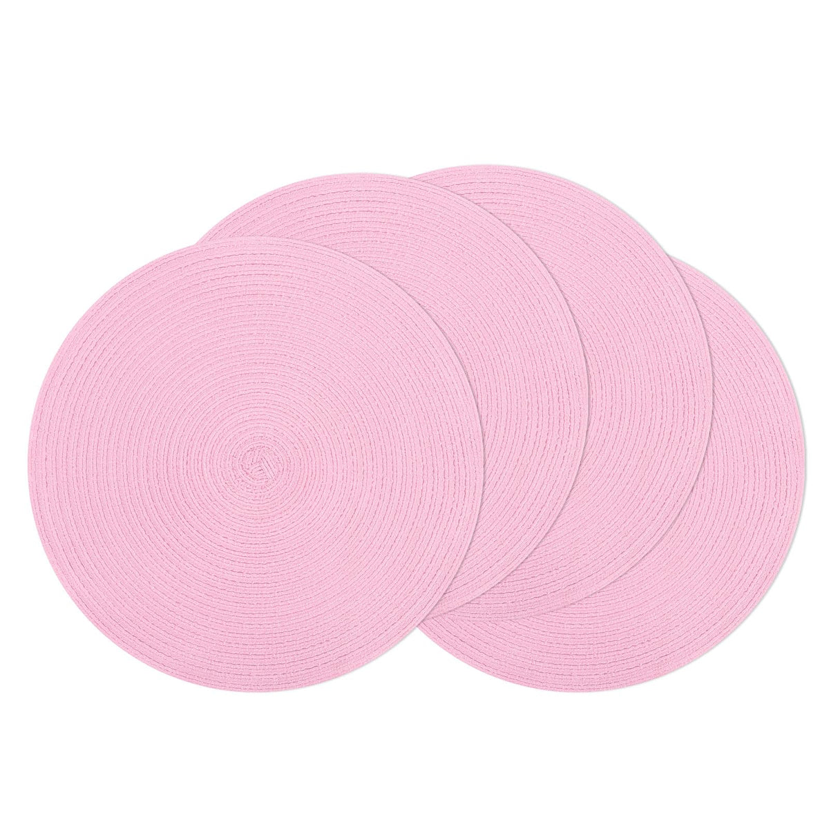 SHACOS Round Braided Placemats Set of 4 Washable Place Mats for Dining Tables 15 inch Non Slip Kitchen Table Mats (Beige, 4)