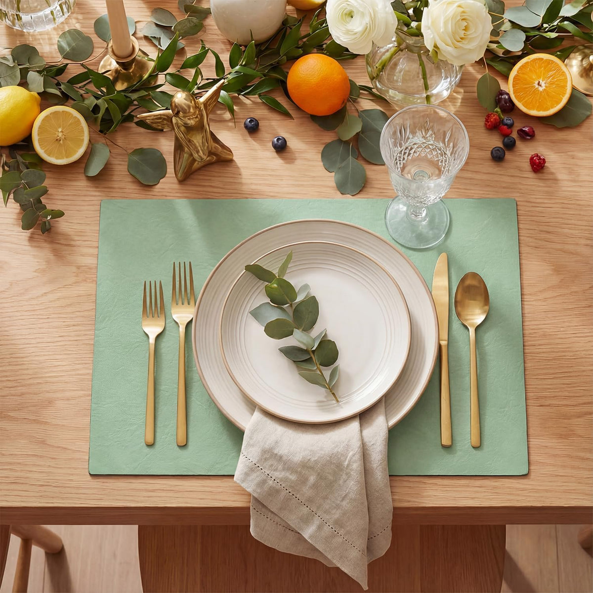 Artoid Mode Olive Green Faux Leather Placemats Set of 4