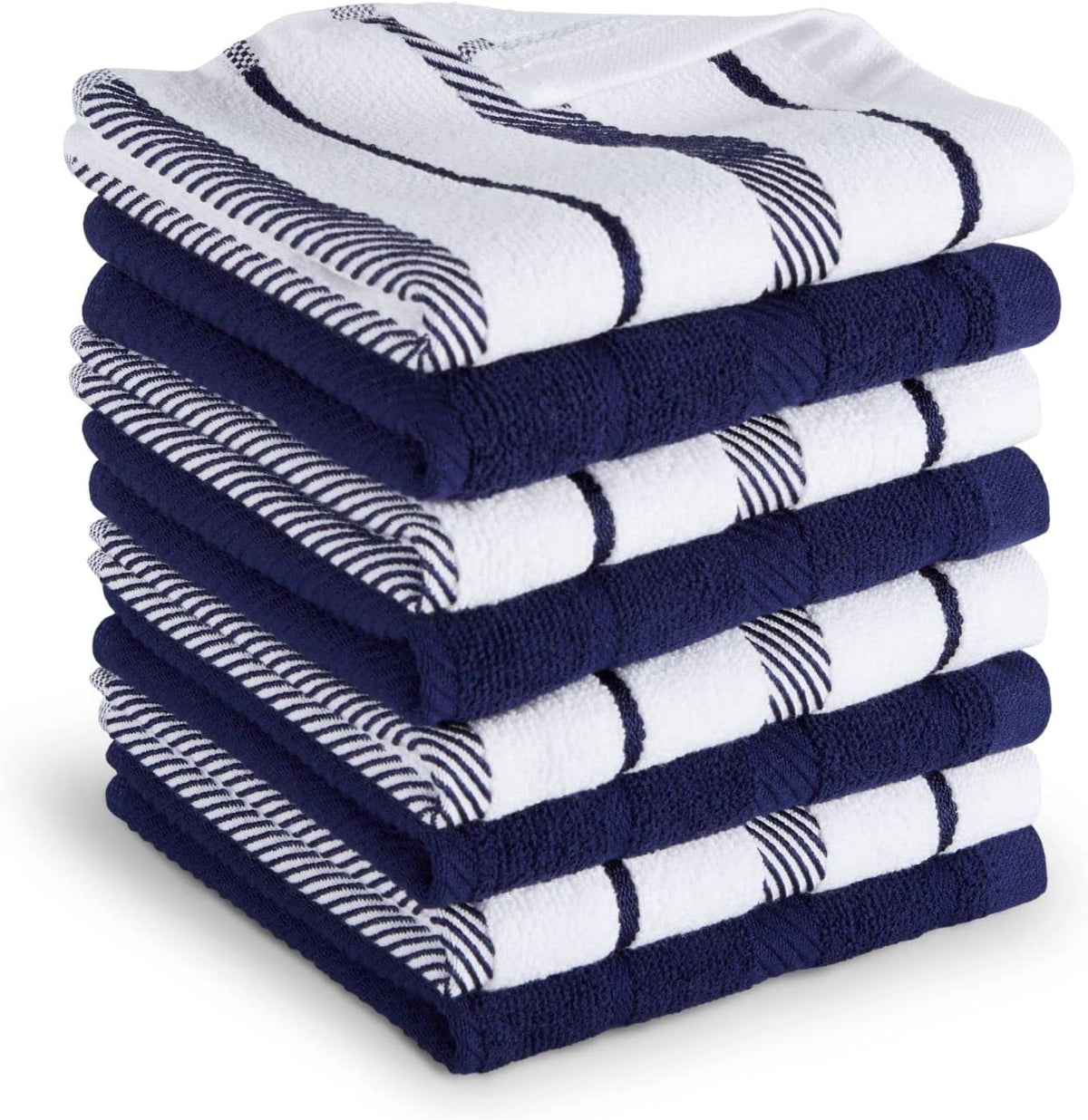 KitchenAid Albany Dishcloth 8 Pack Set, Matte Grey/White, 12"x12"