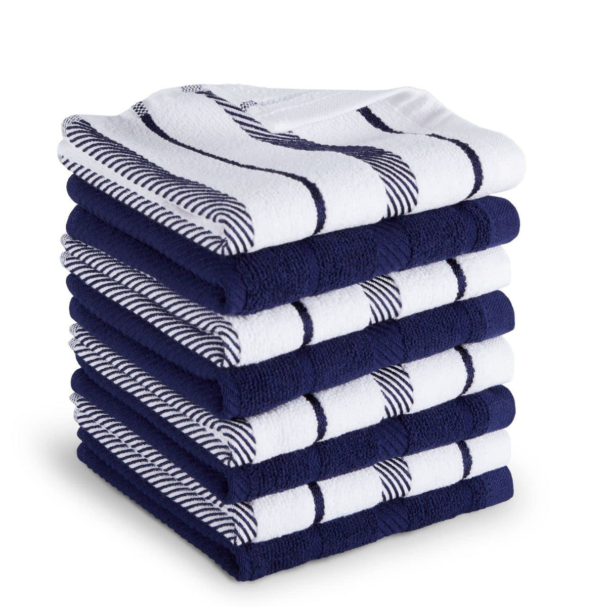 KitchenAid Albany Dishcloth 8 Pack Set, Matte Grey/White, 12"x12"