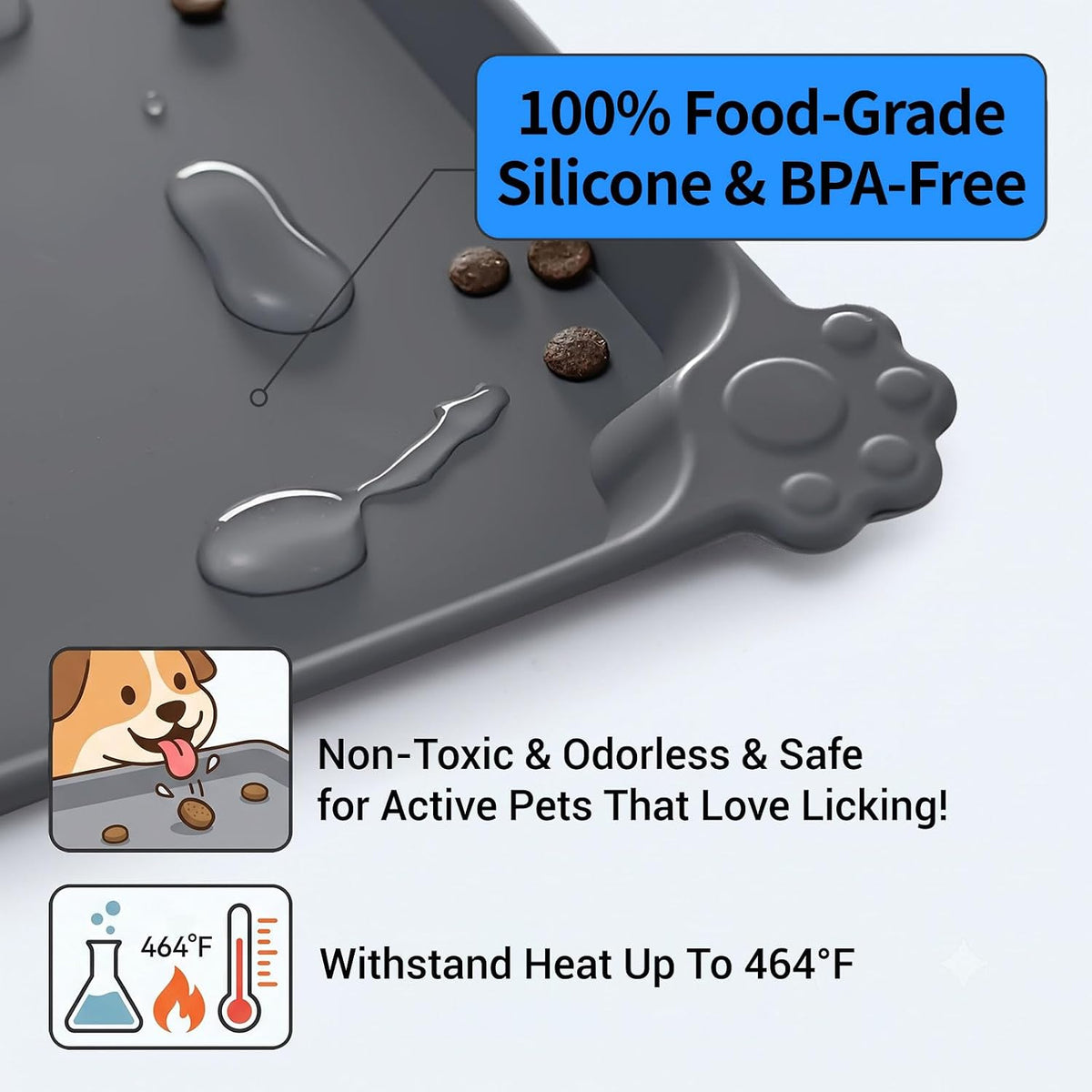 Reopet Silicone Pet Feeding Mat - Waterproof & Non-Slip Dog Cat Placemat
