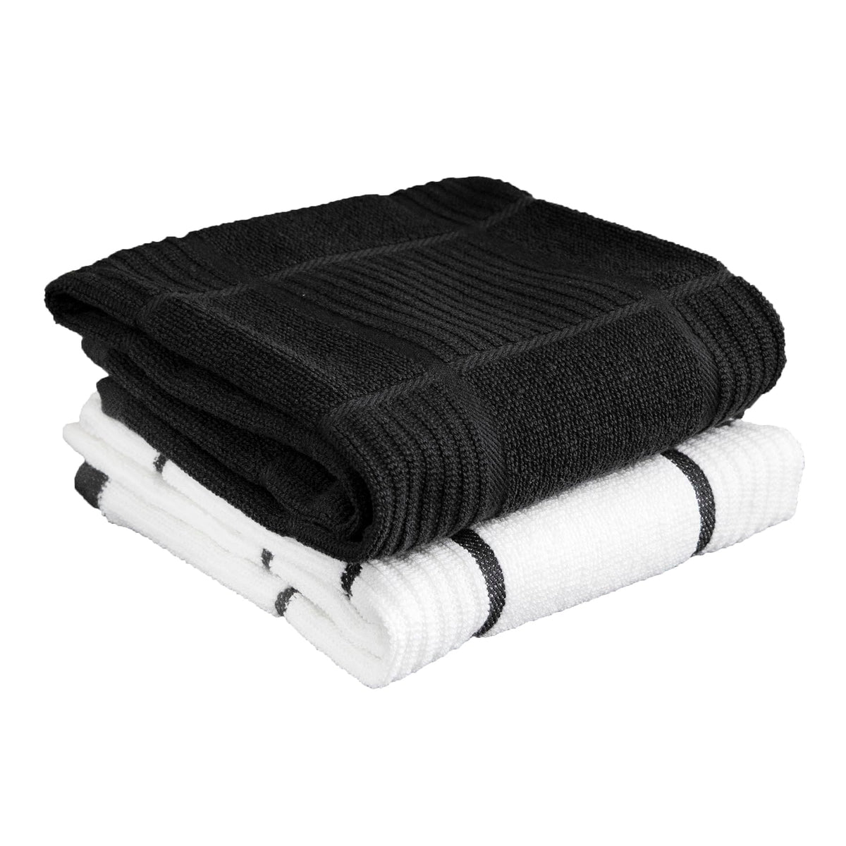 T-fal Solid & Checked Parquet Kitchen Towels: Highly Absorbent, Super Soft Long Lasting - 100% Cotton, 16"x26" Dish Towels for Cleaning & Drying Dishes, Pans, Glassware, or Countertops, (2-Pack), Gray