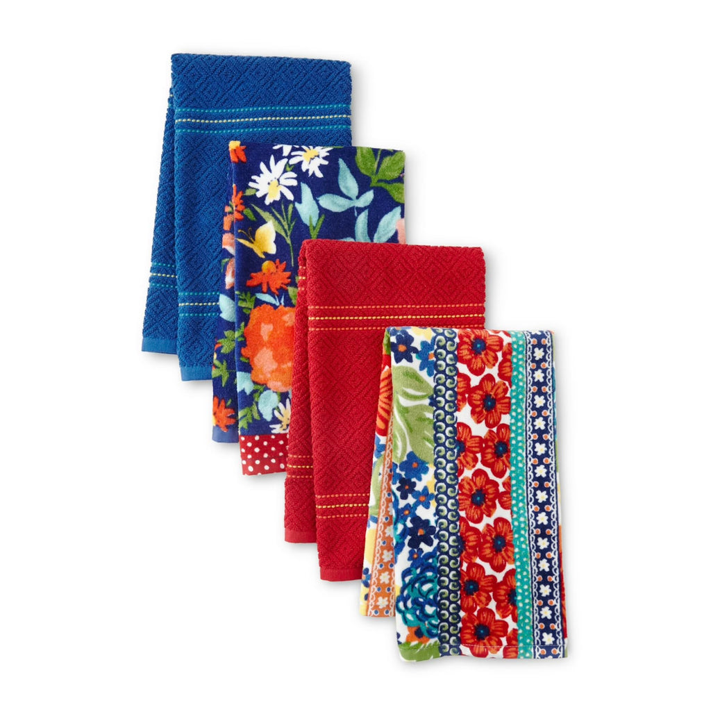 Pioneer Woman Sweet Romance Kitchen Towel Set, Multicolor, 16" W x 28" L, 4 Piece