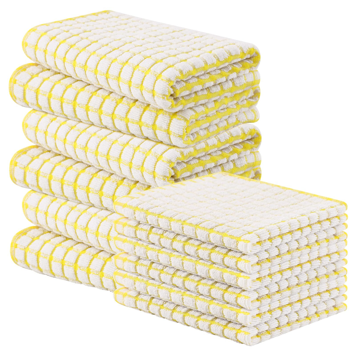 Homaxy Cotton Terry Kitchen Towels and Dishcloths Set of 8, Mixed Color