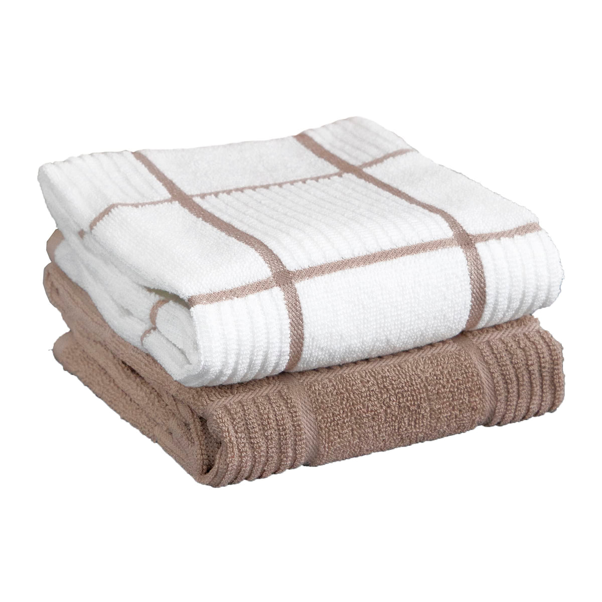 T-fal Solid & Checked Parquet Kitchen Towels: Highly Absorbent, Super Soft Long Lasting - 100% Cotton, 16"x26" Dish Towels for Cleaning & Drying Dishes, Pans, Glassware, or Countertops, (2-Pack), Gray