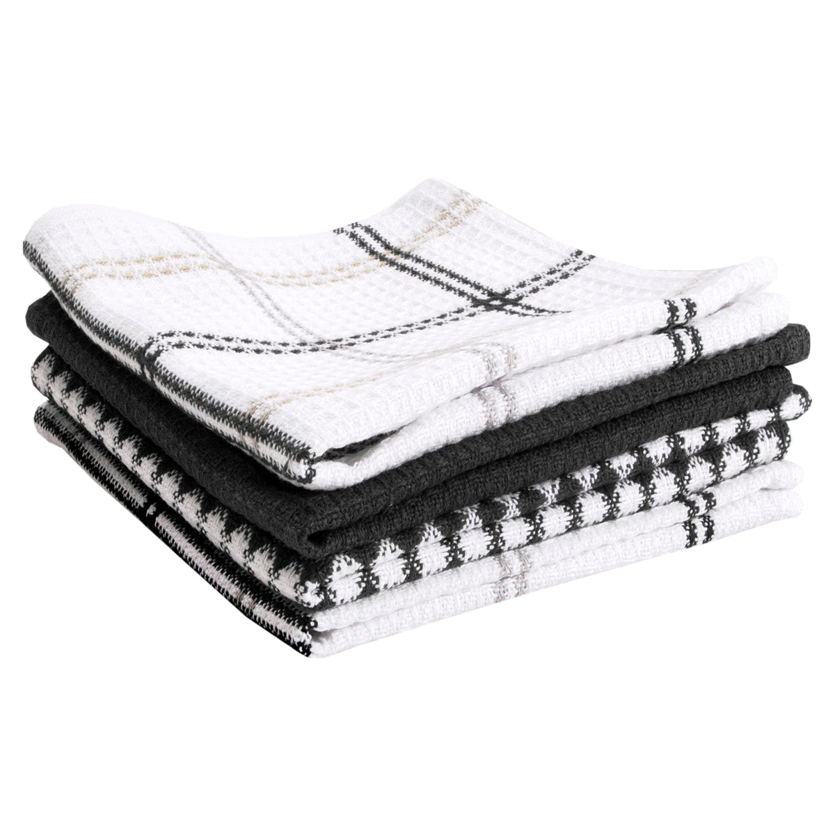T-Fal Premium Waffle Dish Cloths: Highly Absorbent, Super Soft Long Lasting - 100% Cotton, 12"x13" Towel for Cleaning & Drying, (4-Pack), Sand