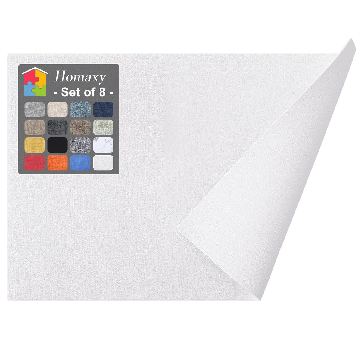 Homaxy Wedge Faux Leather Placemats for Round Table, Set of 6, Light Grey