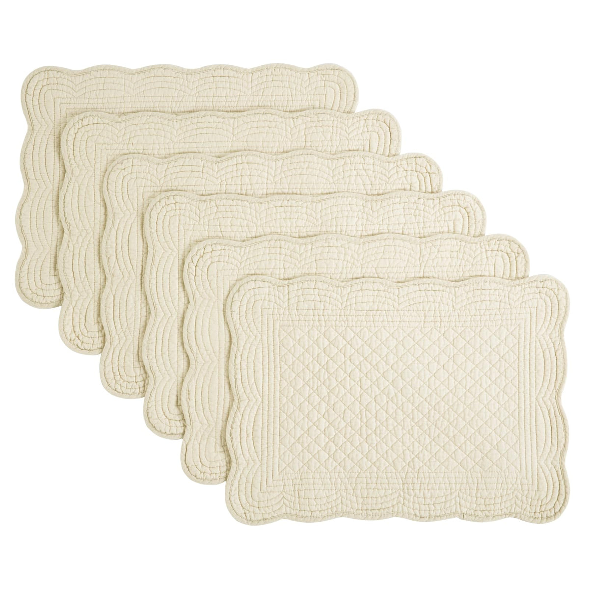 HOMBYS Quilted Placemats Set of 6 Washable-13x18 inches Rectangular Placemats for Kitchen Table-100% Cotton Fabric Rectangular Table Mats, (Light Blue)