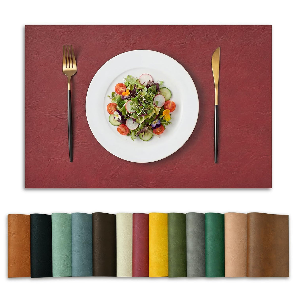 Artoid Mode Olive Green Faux Leather Placemats Set of 4