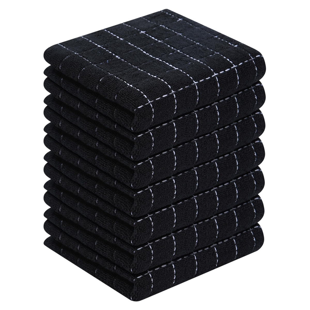 Homaxy 100% Cotton Terry Kitchen Towels, 2 Pack, Black