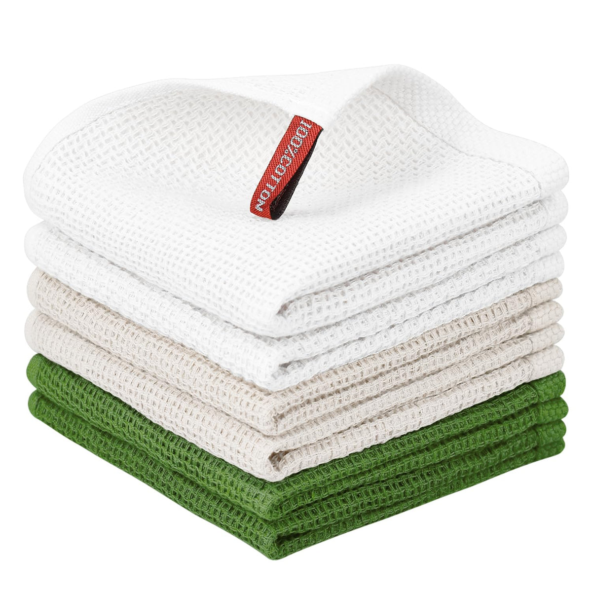 Nialnant 6 Pack Kitchen Towels and Dishcloths Sets,100% Cotton Soft Absorbent Quick Drying Dish Towels for Kitchen,Washing Dishes,12x12 Inches, Multi Color