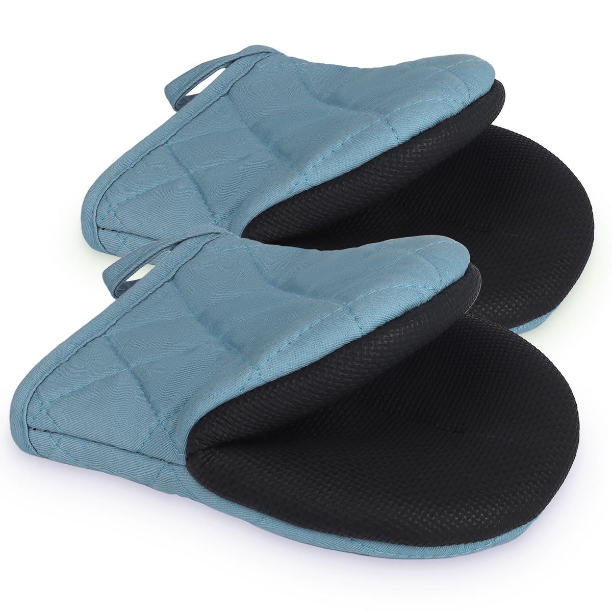 Goldmeet Mini Oven Mitts 2-Pack, 7"x5.5", 500°F Silicone Grip, Gray