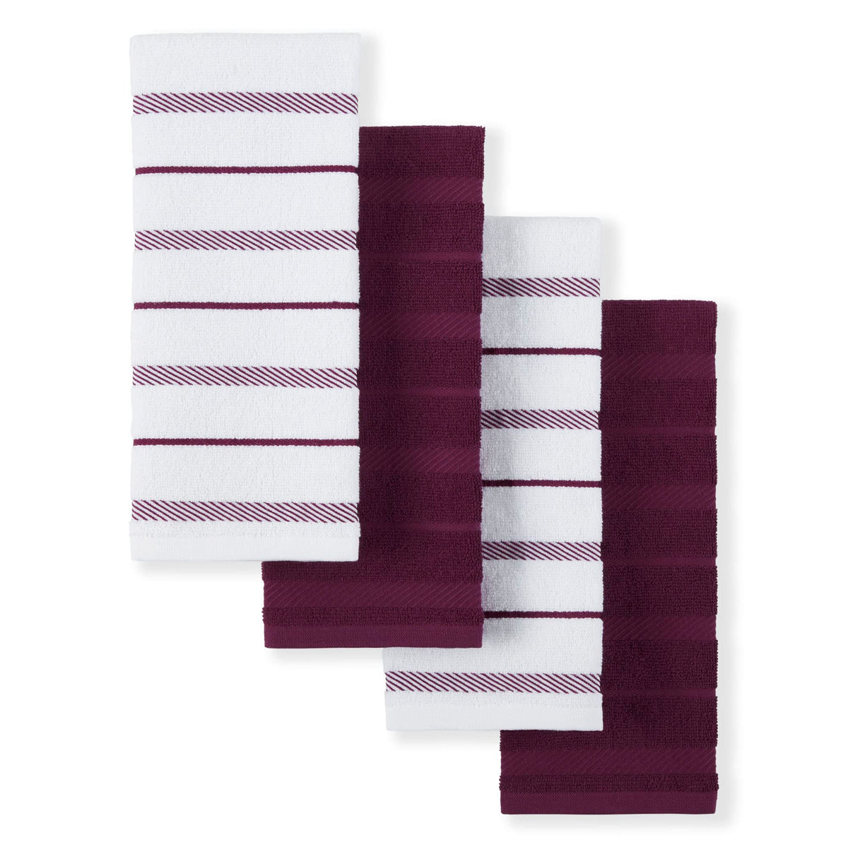 KitchenAid Albany Kitchen Towel 4-Pack Set, Milkshake Tan/White, 16"x26"