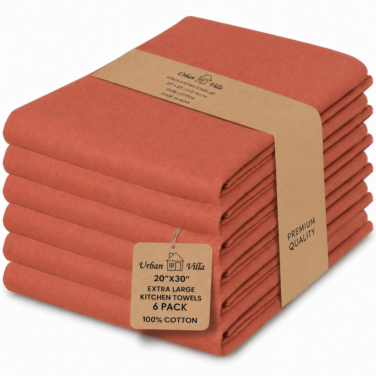 Urban Villa Kitchen Towels Cotton Dish Towels 12”x12” (Set of 8) Grey White