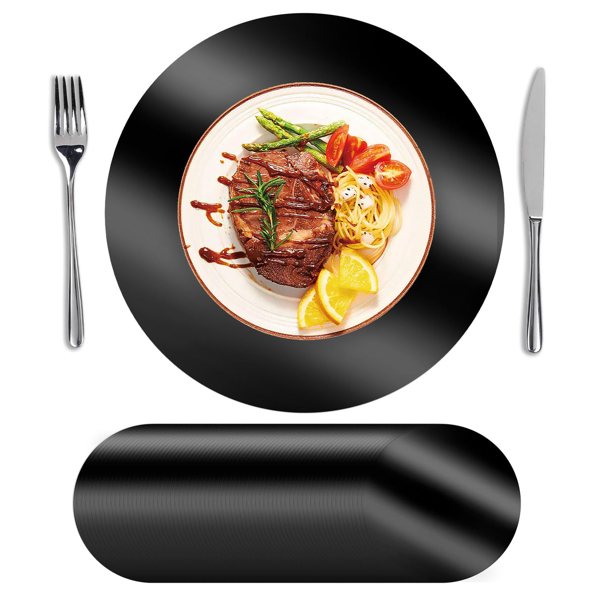 SHACOS 50Pcs Round Blue Placemats 13" Paper Place Mats Disposable