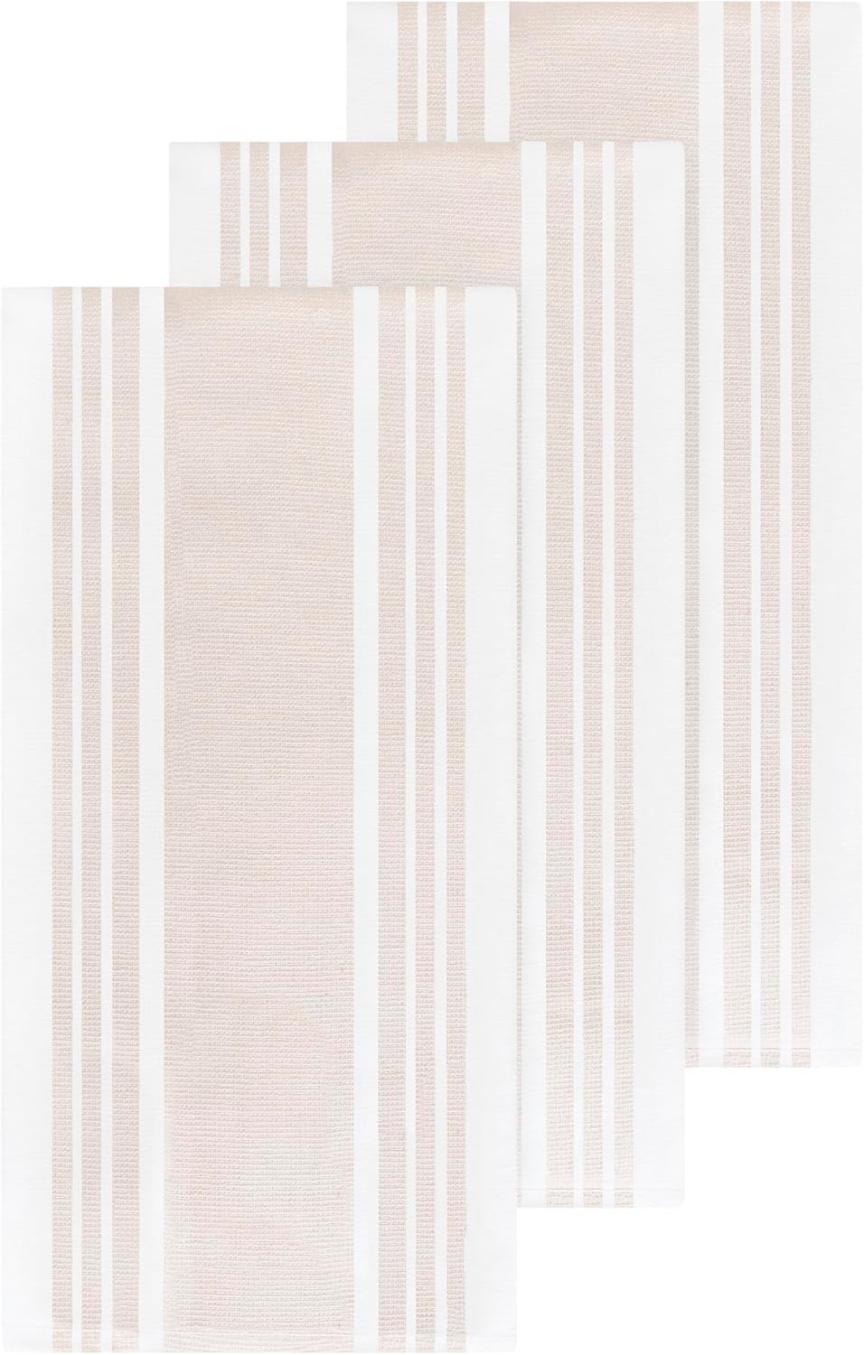 All-Clad Dual-Purpose Kitchen Towels: Highly Absorbent - 100% Cotton, 17"x30" Dish Towels for Cleaning & Drying Dishes & Glassware, 3-Pack, Almond