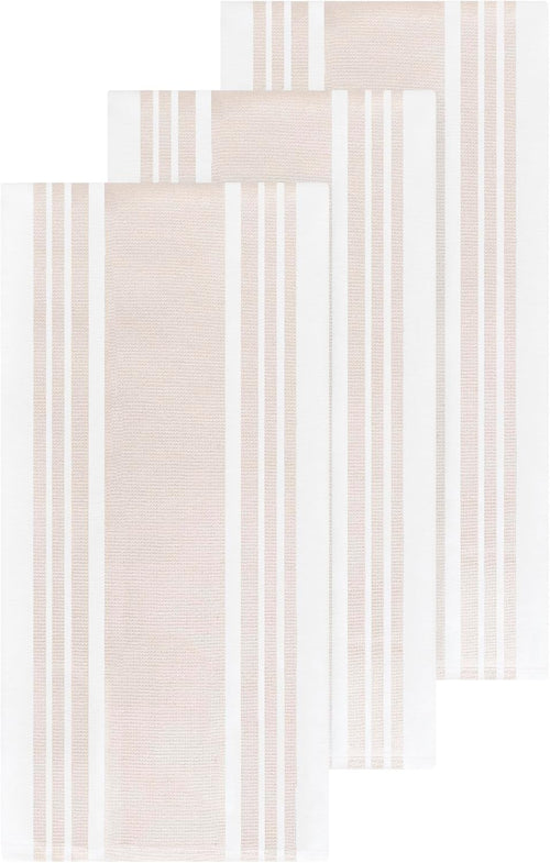 All-Clad Dual-Purpose Kitchen Towels: Highly Absorbent - 100% Cotton, 17"x30" Dish Towels for Cleaning & Drying Dishes & Glassware, 3-Pack, Almond