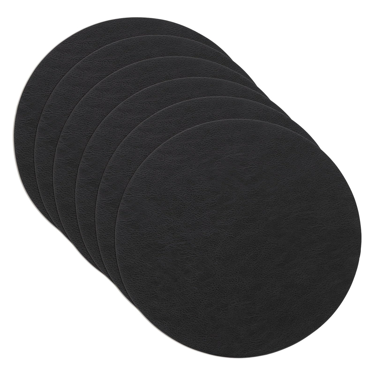 SHACOS Faux Leather Oval Placemats Set of 6 Heat Resistant, White Oak Beige