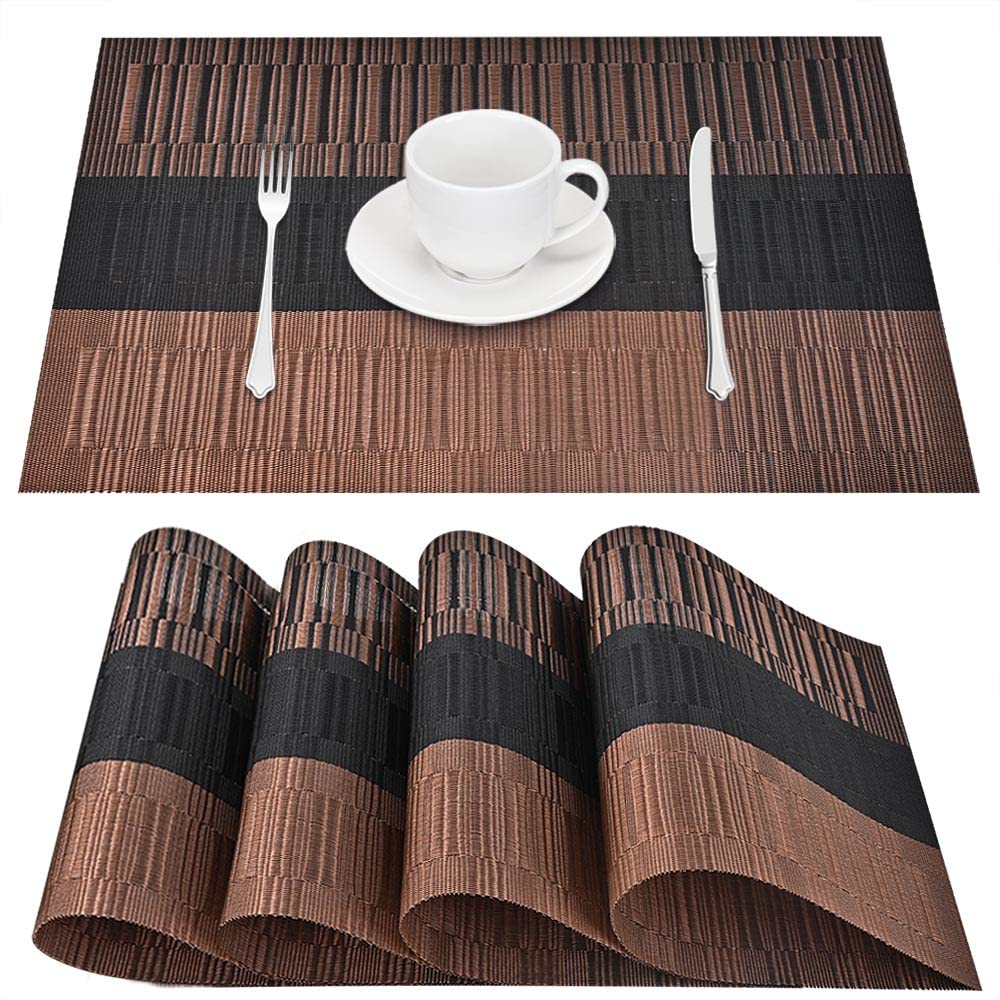GIVERARE Placemats Set of 4, Heat-Resistant Woven Vinyl Placemat, Non-Slip Washable PVC Table Mat, Easy to Clean Premium Plastic Mats for Dining, Kitchen Table (Turquoise)