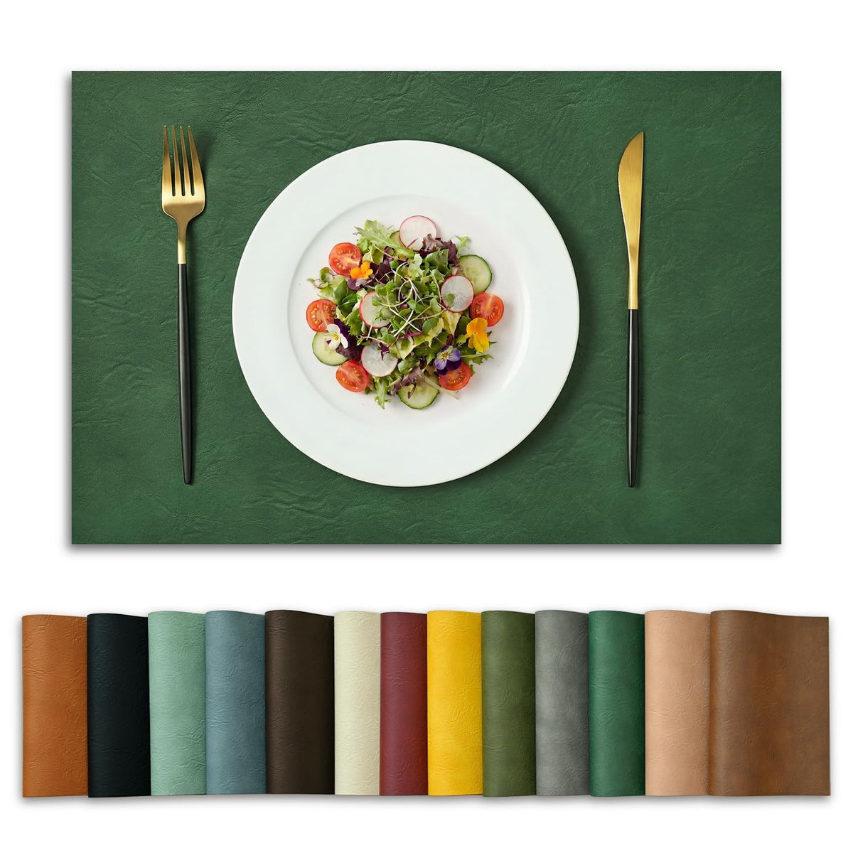 Artoid Mode Olive Green Faux Leather Placemats Set of 4