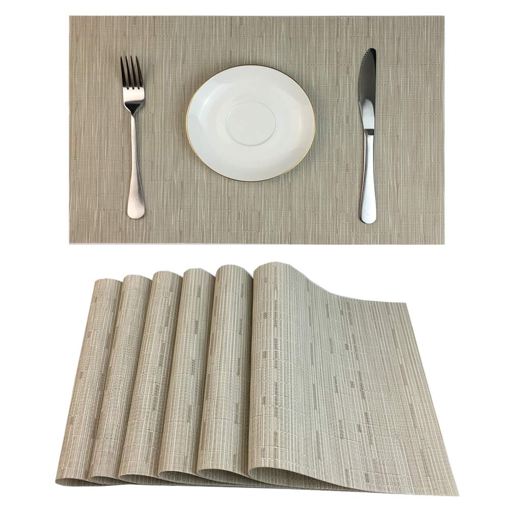 WAZAIGUR Placemats Set of 6 for Dining Table, 17.7" x 11.8", Orange
