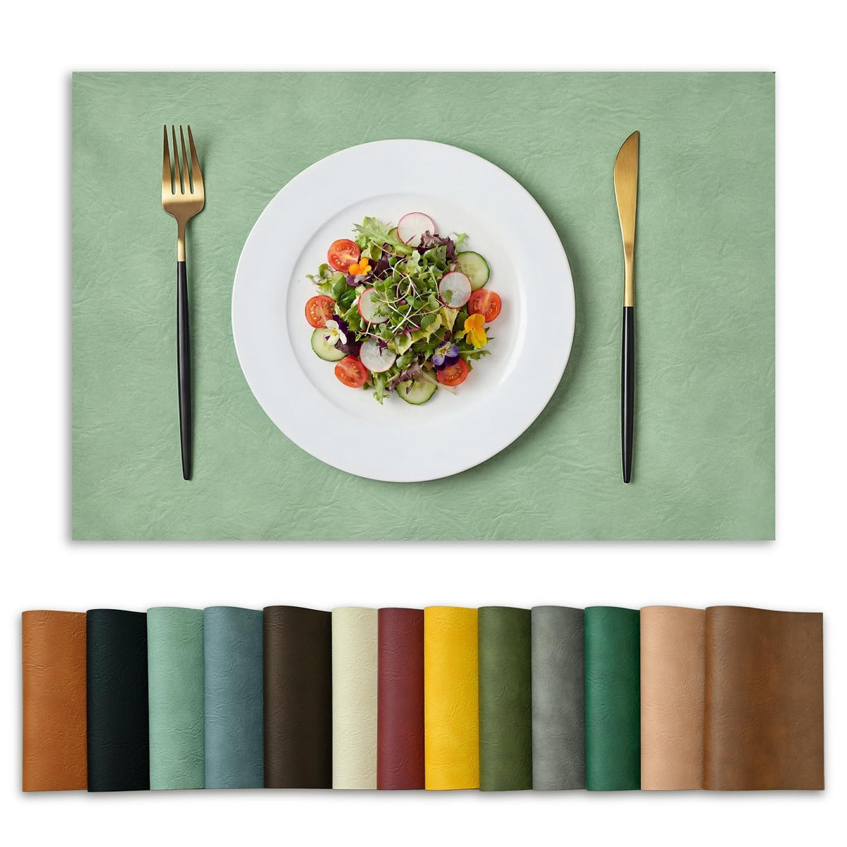 Artoid Mode Olive Green Faux Leather Placemats Set of 4