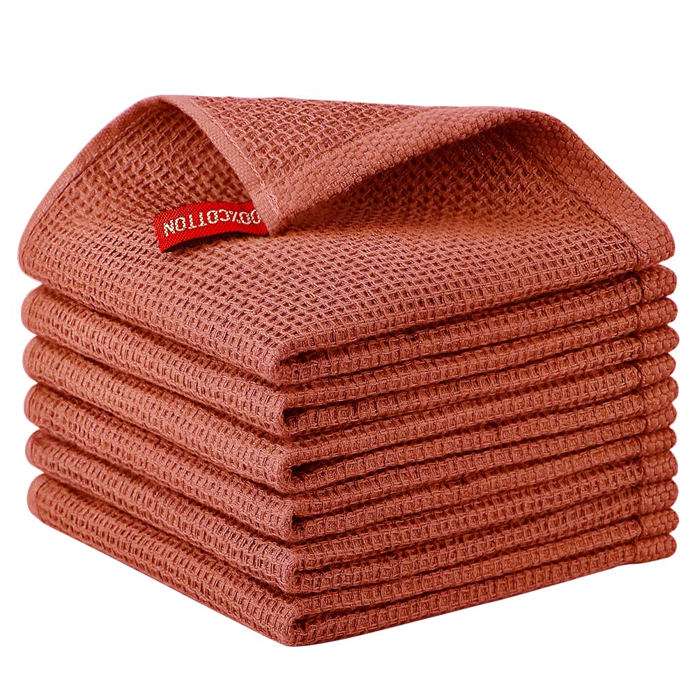Nialnant 6 Pack Kitchen Towels and Dishcloths Sets,100% Cotton Soft Absorbent Quick Drying Dish Towels for Kitchen,Washing Dishes,12x12 Inches, Multi Color