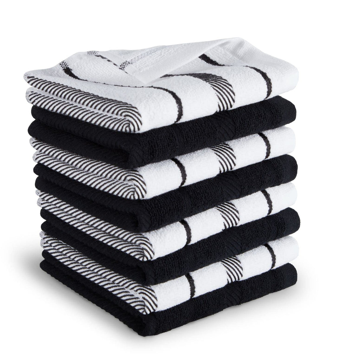 KitchenAid Albany Dishcloth 8 Pack Set, Matte Grey/White, 12"x12"