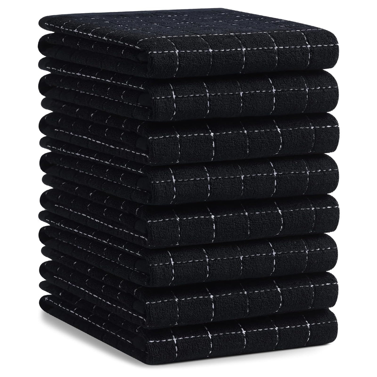 Homaxy 100% Cotton Terry Kitchen Towels, 4 Pack, Black