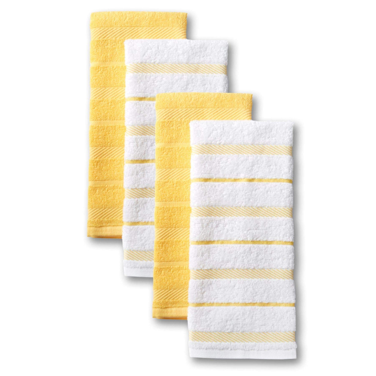 KitchenAid Albany Kitchen Towel 4-Pack Set, Milkshake Tan/White, 16"x26"