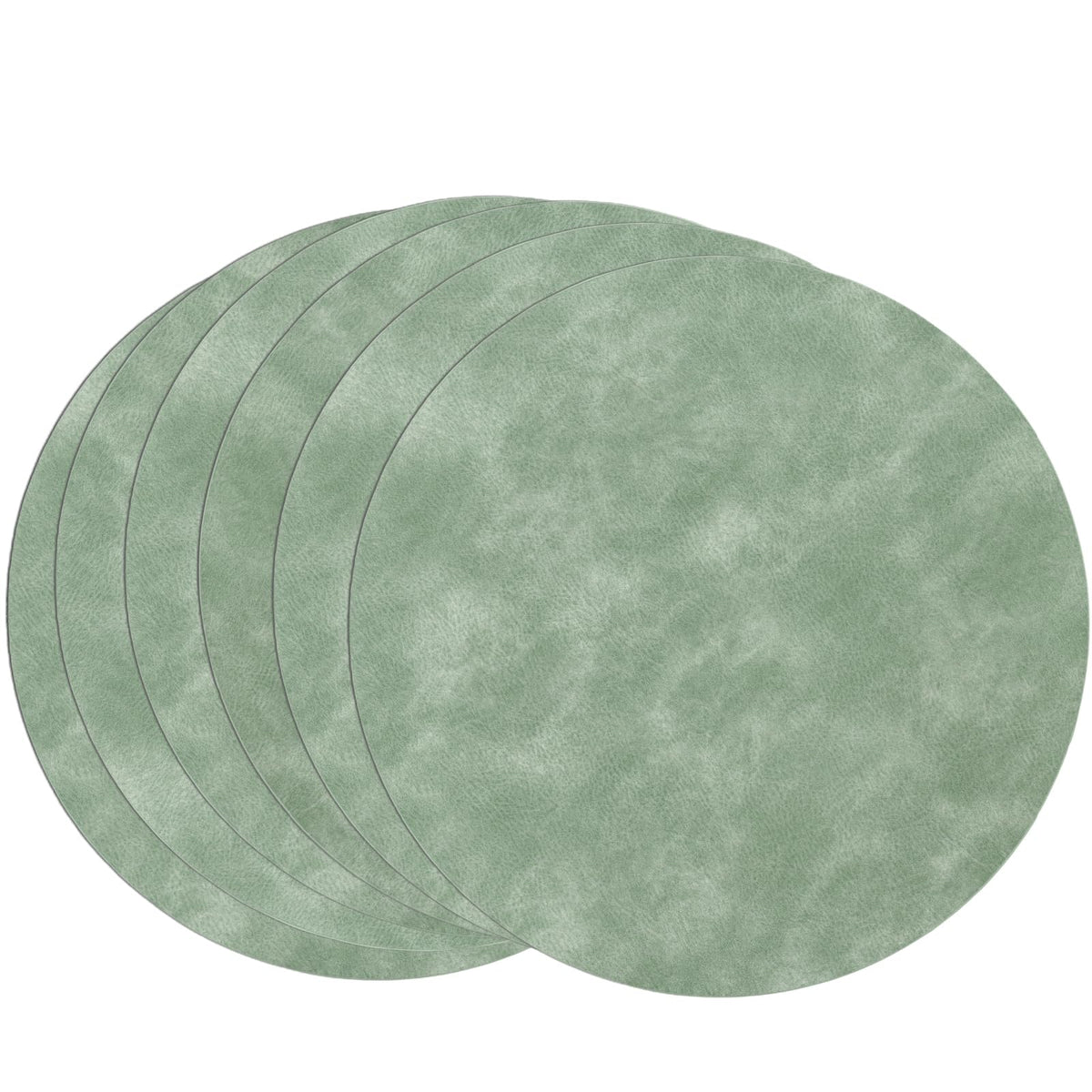 SHACOS Faux Leather Oval Placemats Set of 6 Heat Resistant, White Oak Beige