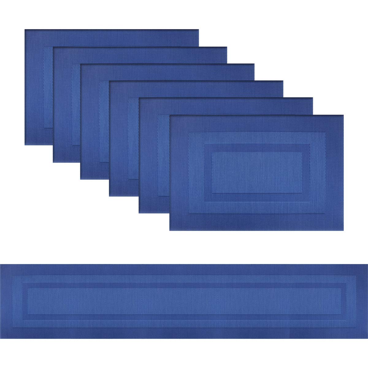 PIGCHCY Placemats,Washable Vinyl Woven Table Mats,Elegant Durable Placemats for Dining Table Set of 4 (18 x 12 inches, Navy Blue)